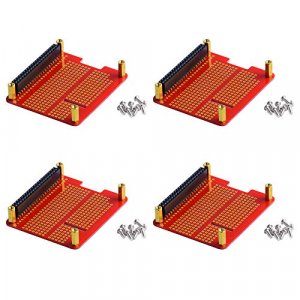 GeeekPi 4X Prototype Breakout DIY Breadboard PCB Shield Board Kit for Raspberry Pi 4 3 2 B+ A+ (Red)