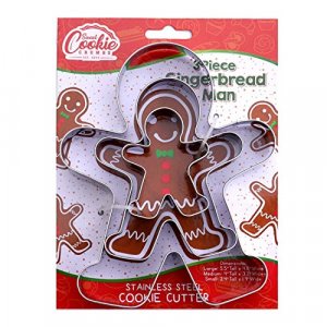 Gingerbread Man Christmas Cookie Cutter, 3 Piece Set, Premium Stainless Steel, Dishwasher Safe, Food Grade, Quality Product That Won't Rust