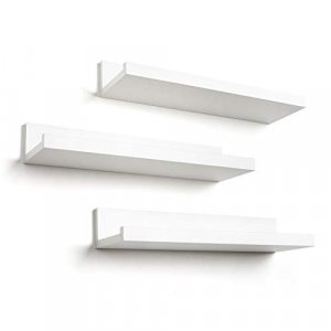Americanflat 14 Inch Floating Shelves Set of 3 in White Composite Wood - Wall Mounted Storage Shelves for Bedroom, Living Room, Bathroom, Kitchen, Of