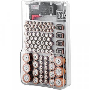 The Battery Organizer and Tester with Cover, Battery Storage Organizer and Case, Holds 93 Batteries of Various Sizes, Includes a Removable Battery Te