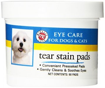Miracle Care Tear Stain Pads Made in USA [Soft Pet Wipes for Gently Cleaning Eyes] Sterile Cat and Dog Wipes Formulated to Remove Tear Stains and Eye