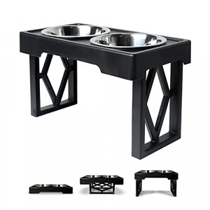 Pet Zone Designer Diner Adjustable Elevated Dog Bowls - Adjusts to 3 Heights, 2.75, 8