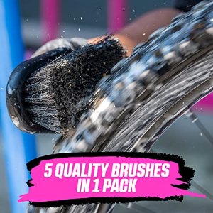 Muc-Off 206 5 Piece Premium Brush Kit - Includes 5 Bike Cleaning Brushes With Durable Nylon Bristles And Ergonomic Rubberised Handles To Minimise Imp