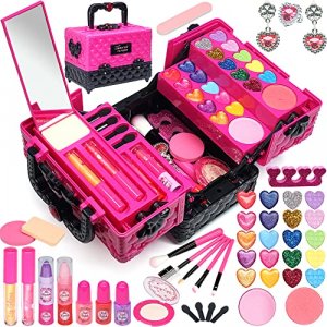 Kids Makeup Kit for Girl -Kids Kids Makeup Kit Toys for Girls Washable Real Make Up for Little Girls, Child Play Makeup Set, Non Toxic Toddlers Prete
