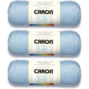 (3-Pack) Caron Simply Soft 100% Acrylic Yarn ~ SOFT BLUE # 9712 ~ 6 oz. Skeins
