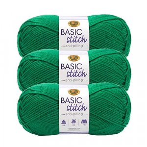 (3 Pack) Lion Brand Yarn Basic Stitch Anti Pilling Yarn, Grass