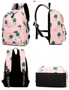 School Bookbags for Girls, Cute Cactus Backpack College Bags Women Daypack Travel Bag by Mygreen (Pink)