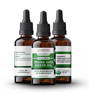 Prana Vata Nasya Oil Organic - Herbal Nasal Drops for Clarity of Mind, Improve Concentration, Soothe Headaches, (1 Pack)