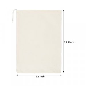 15 Packs Muslin Bags Cloth Bags with Drawstring Canvas Drawstring Bags Bulk Cotton Gift Bags for Party Wedding Home Storage, Natural Color (13.8 x 10