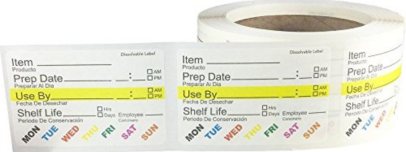 Dissolvable Food Rotation Labels, 2 x 3 Adhesive Stickers, 500-Pack