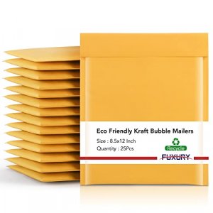 Fu Global 8.5x12 Inches Kraft Bubble Mailers Padded Envelopes 2 Pack of 25