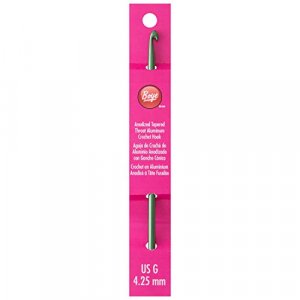 Boye 332621800GM Aluminum Crochet Hook, Size G, 4.25 mm, 6'', Pink