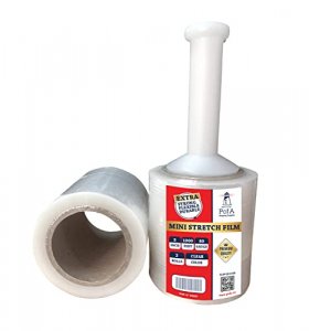 PofA Mini Stretch Film Roll - Clear, 5 Inch x 1000 Feet x 80 Gauge (20 Micron), 2 Rolls with Plastic Handle Dispenser, Industrial Heavy Duty Shrink W