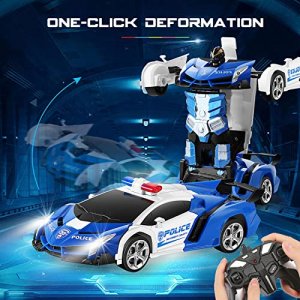 FIGROL Transform RC Car Robot, Remote Control Car Independent 2.4G Robot Deformation Car Toy with One Button Transformation & 360 Speed Drifting 1:18