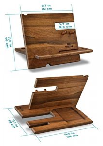 Natural Walnut Wood Phone Docking Station Key Hooks Holder Wallet Stand Watch Organizer Men Husband Anniversary Birthday Nightstand Purse Tablet Boyf