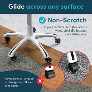 Office Chair Wheels Replacement Rubber Chair casters for Hardwood Floors and Carpet, Set of 5, Heavy Duty Office Chair casters for Chairs to Replace 