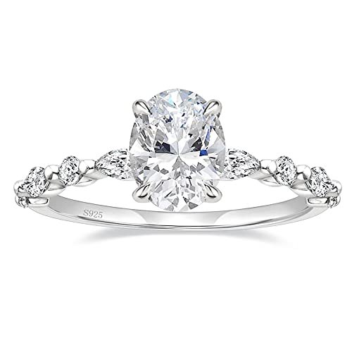 Moissanite/Cubic Zirconia Engagement Ring Oval Shape Rose Gold Half  Eternity Pave Band Classic Prong Set Promise - Yahoo Shopping