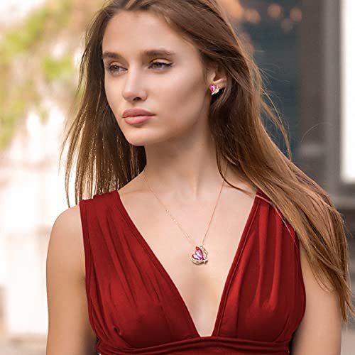 Pavoi 14K Rose Gold Plated Cubic Zirconia Heart Necklace  Cute Dainty Love  Pendant Necklaces For Women - Imported Products from USA - iBhejo