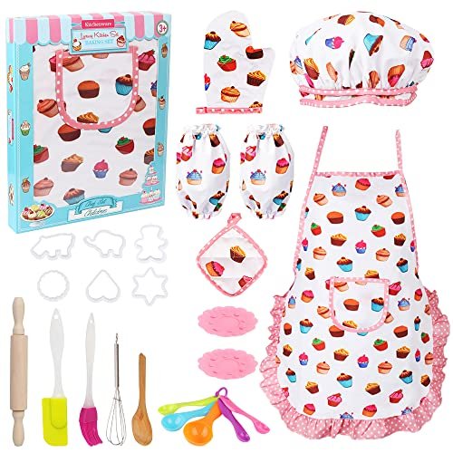 Vanmor Cute Kids Cooking And Baking Sets, 24 Pcs Kids Aprons For Girls  Toddler Chef Hat Apron Dress Up Chef Costume, Little Girl Apron Sets  Pretend G - Imported Products from USA - iBhejo