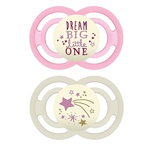 MAM Perfect Night Baby Pacifier, Patented Nipple, Glows in the Dark, 6-16  Months, Girl, 2 Count (Pack of 1) - Imported Products from USA - iBhejo