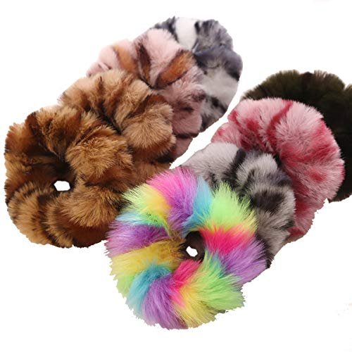 8Pcs Fuzzy Furry Artificial Rabbit Fur Faux Fur Hair Band Rope Pompom Ball Scrunchies  Elastic Hair Ring Hair Tie Ponytail Holder Hair Accessories for - Shop  Imported Products from USA to India