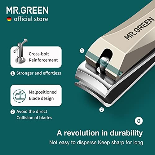 MR.GREEN Nail Clippers with Catcher, Professional Stainless Steel Fingernail  and Toenail Clipper Cutter, Trimmer Set