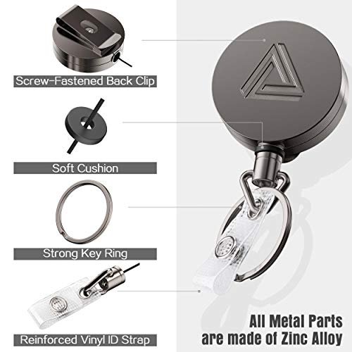 Azrra 2 Pack Heavy Duty Metal Retractable Badge Holder Reel With