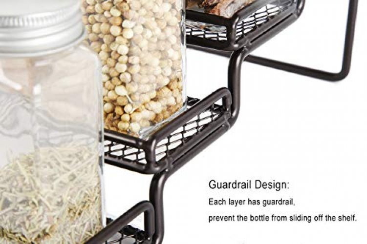 Kitchen Countertop Organizer,Black Metal Cupboard Stand Spice Rack