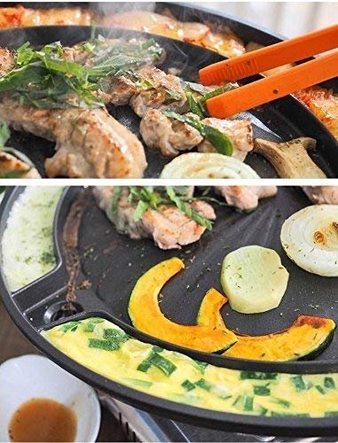 Bobikuke Nonstick Grill Pan for Stove Tops, 10.5 inch Sectional Skillet,  Divided Pan for Breakfast, Square Grill Skillet with Silicone Brush & Clip