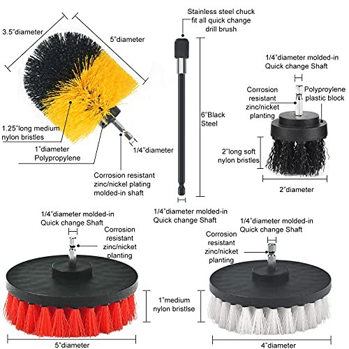 Shieldpro Drill Brush Attachment Set,Power Cleaning Scrub Brush,All Purpose  Drill Brushes with Extend Long Attachment for Bathroom and Kitchen