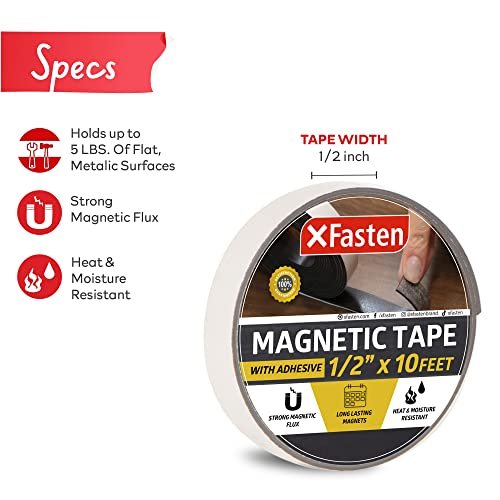 XFasten Flexible Magnetic Tape | 1 Inch x 10 Foot