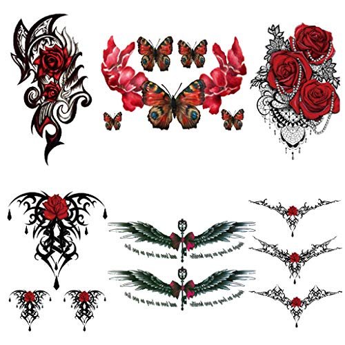 Sexy Navel Temporary Tattoos 20 Sheets Large Black Red Lace Abdomen Waist  Waterproof Tattoo Stickers For Women Girl Fake Body Tattoos  Fruugo IN