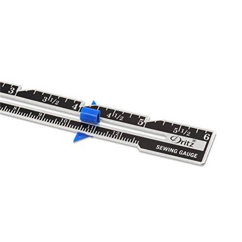 Dritz Sliding Marker Sewing Gauge, Nickel with Black Printing and Blue  Slider