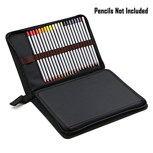 BTSKY Portable Canvas Zippered Colored Pencil Case-Super Large Capacity 72  Slot