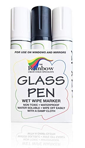 Glass Pen Markers White - Write on Windows, Mirrors, Signs, Storefronts. Non-Toxic, Remove with Damp Cloth