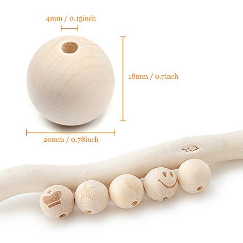 100pcs 20mm Wood Round Beads, Natural Round Wooden Loose Beads With Hole,  Wood Spacer Beads Wooden Decorative Ball Beads For Craft DIY Jewelry Neckla