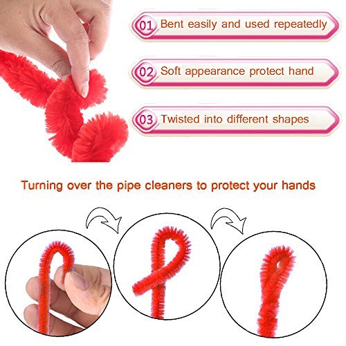 500Pcs Pipe Cleaners Craft Supplies, Including 100 Pcs Pipe Cleaners 200  Pcs Pom Poms Arts and Crafts 200 Pcs Wiggle Googly Eyes Self Adhesive, Arts