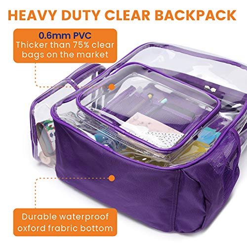 Cambond Clear Backpack, Heavy Duty Transparent Backpacks for Adults Reinforced Straps See-Through Bag for School Work Travel