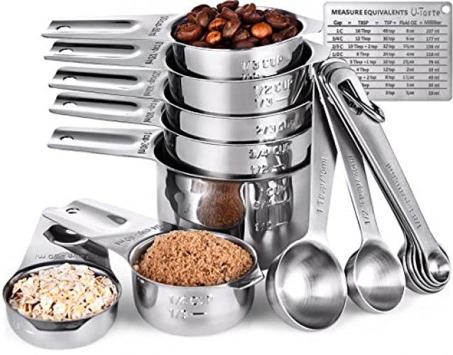 Measuring Cups and Spoons Set, 18/8 Stainless Steel 8 Measuring