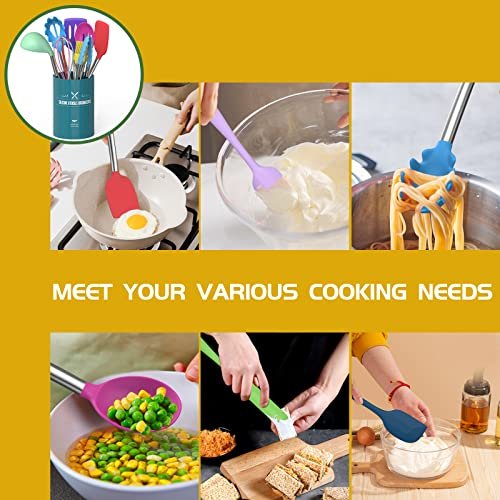 15pcs Silicone Cooking Utensils Set Dishwasher Safe Spatula Spoon