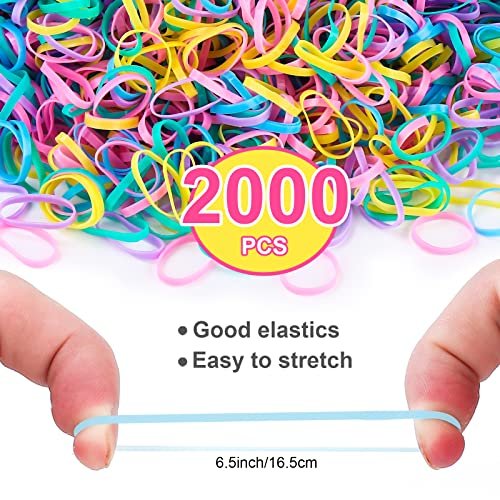 2000 PCS Mini Small Rubber Bands for Hair, Tiny Colorful Hair Elastics,  Hair Rubber Bands for Girls Toddler Kids Baby, Premium Elastic Hair Ties  with