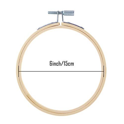 Pllieay 6 Pieces 6 inch/ 15cm Round Embroidery Hoops Bamboo Circle Cross  Stitch Hoop Rings for Craft Sewing