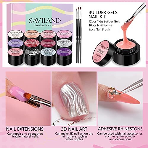Morovan Builder Nail Gel Kit - 6 Colors Uv Gel Builder For Nail Extension  Clear White Glitter Silver Hard Gel Set With Gel Nail Forms Brush For Begin  - Imported Products from USA - iBhejo