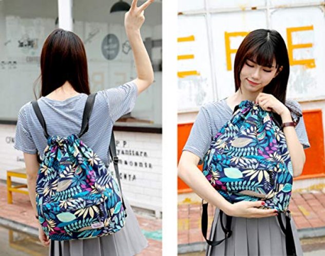 Drawstring Backpack String Bag Sackpack Water Nylon