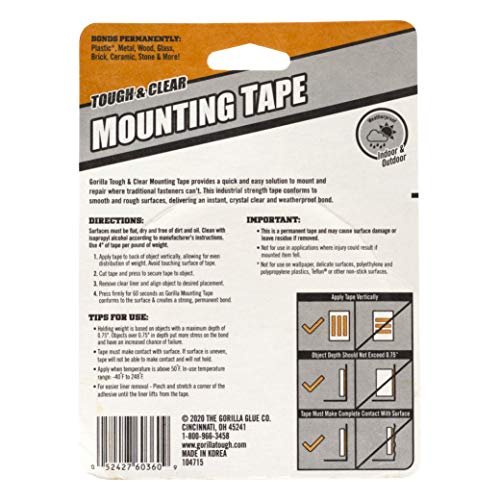  Gorilla Tough & Clear Double Sided Adhesive Mounting