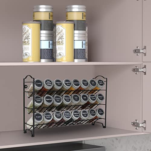 JONYJ 4 Tier Stackable Seasoning Rack Organizer, Detachable Countertop  Spice Jar Rack for Cabinet, Freestanding , Black Frosted Iron Kitchen  Counter