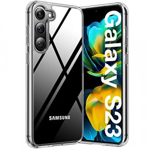 TORRAS Diamond Clear Designed for Samsung Galaxy S23 Case [Never Yellowing] [Military Grade Anti-Drop], Hard PC Back & Flexible Crystal Clear