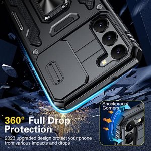 Oterkin for S23 Plus Case,Samsung Galaxy S23 Plus Case with[360 Adjustable Kickstand][2 x 9H Tempered Screen Protector] Black