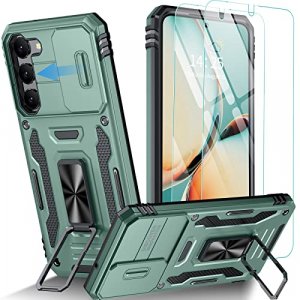 Oterkin for S23 Plus Case,Samsung Galaxy S23 Plus Case with[360 Adjustable Kickstand][2 x 9H Tempered Screen Protector] Green