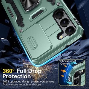 Oterkin for S23 Plus Case,Samsung Galaxy S23 Plus Case with[360 Adjustable Kickstand][2 x 9H Tempered Screen Protector] Green